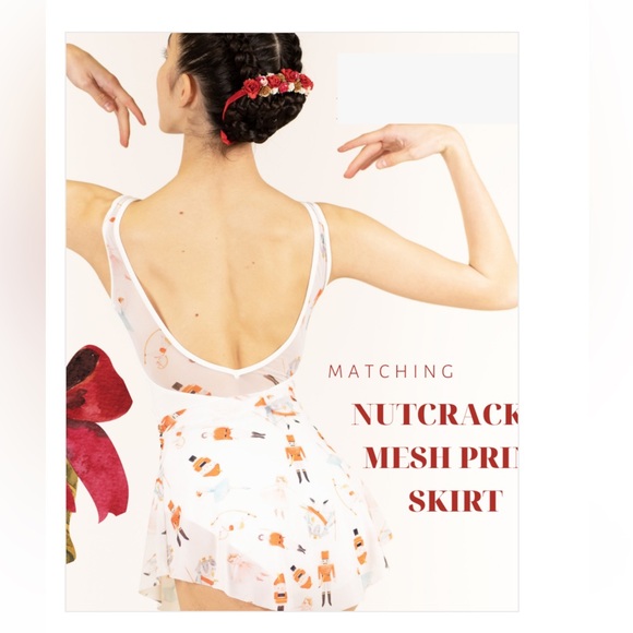 Danse de Paris Ballet Sweet White Skirt with Nutcracker Print - Picture 6 of 6